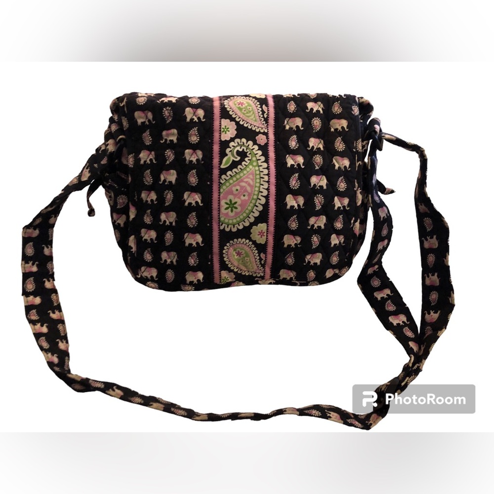 Vera Bradley Black Pink and White Paisley Shoulder Bag.